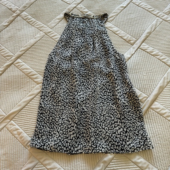 NWOT JOIE Beaded Halter neck Tank Top Sz XS black gray & white patterned chiffon - Picture 5 of 6